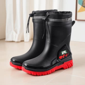 Four seasons men's cotton waterproof work rain boots