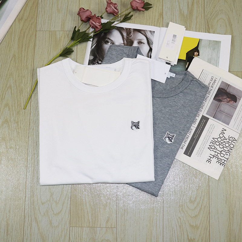 French-Style Trendy Brand Little Fox Series Classic Versatile Fox Head Embroidered Casual Short-Sleeve T-Shirt Summer Unisex