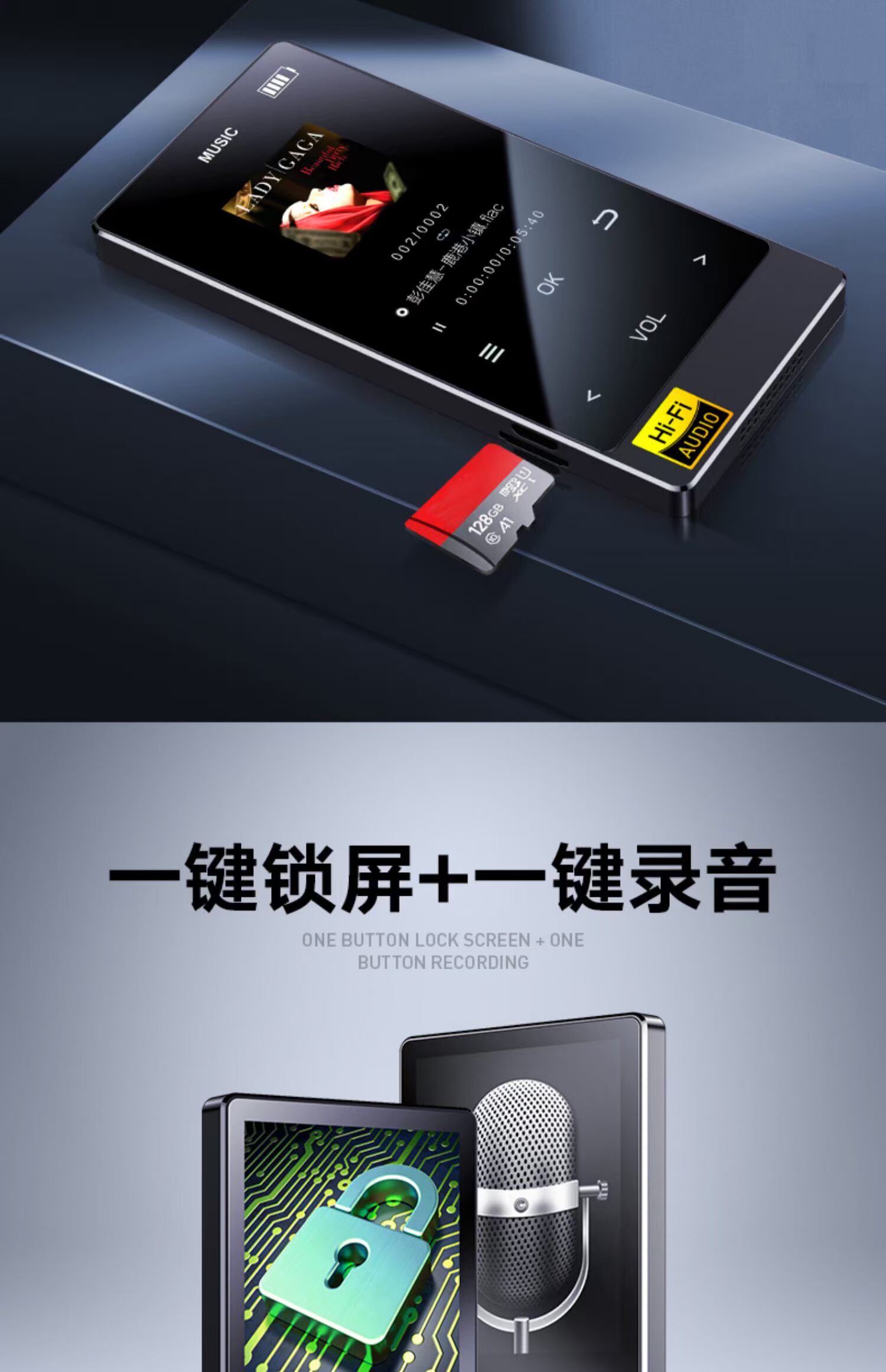 Amoi Bluetooth MP3 Walkman Phiên bản dành cho sinh viên Đàn ông và phụ nữ Trình phát nhạc lossless hifi Fever MP4 Compact Portable P3 Bài hát dễ thương Bài hát Mini Thẻ điện tử bên ngoài máy ghi âm mỏng - Máy nghe nhạc mp3