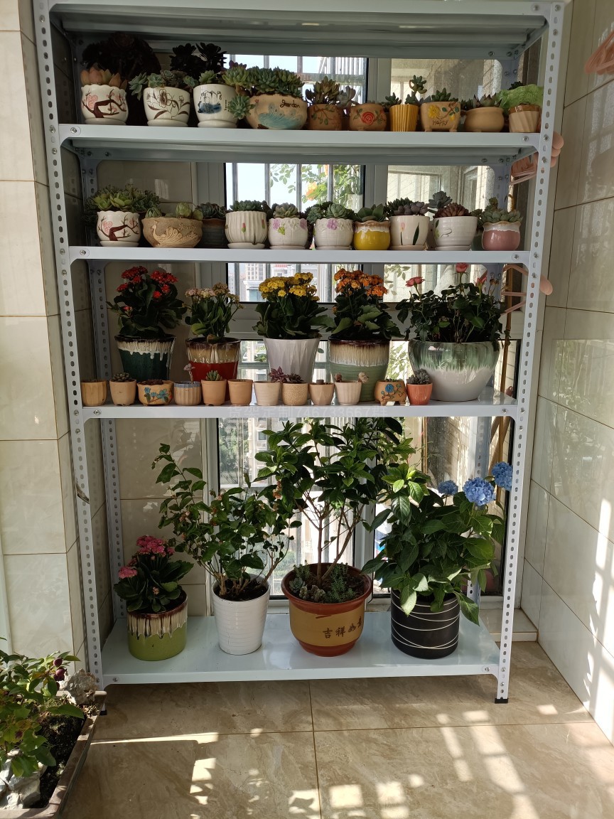 Shelf shelf Multi-layer balcony potted display rack Metal storage shelf Lifting plant display rack