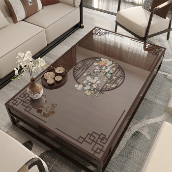 New chinese style pvc soft glass tablecloth waterproof and oil proof New chinese style pvc soft glass tablecloth waterproof and oil proof