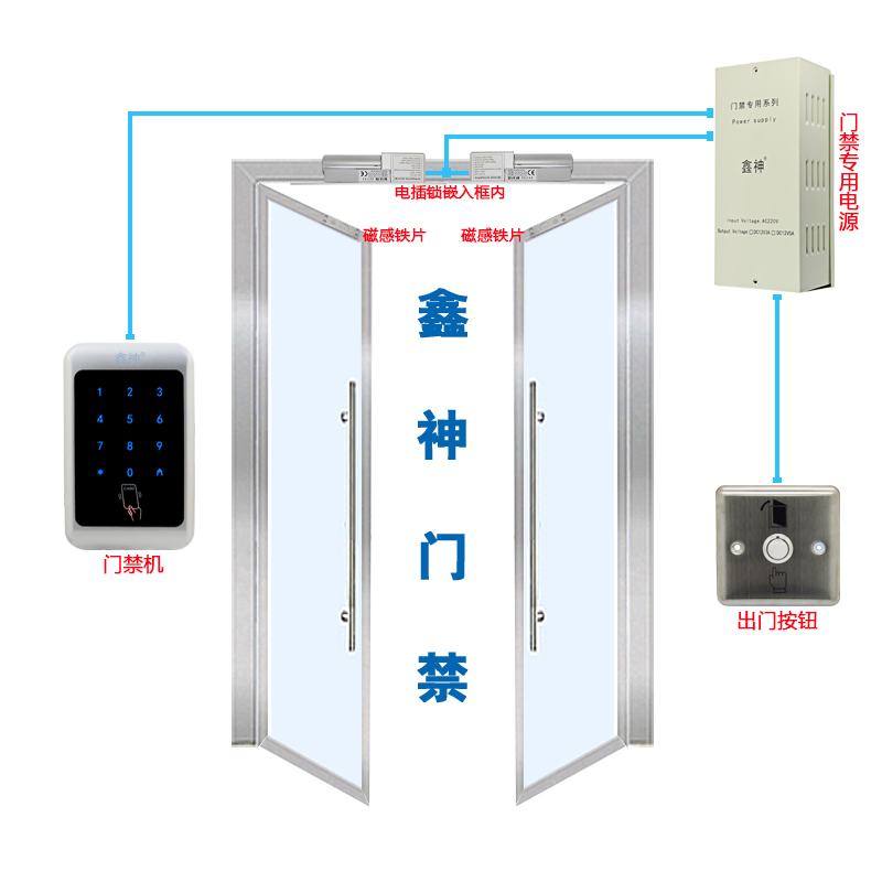 Touch password access control system frame glass door door confinement package Electromagnetic lock electronic door access