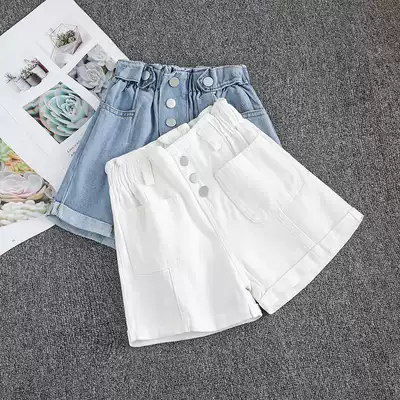 Korean girls denim shorts outside wear 2021 New 5 summer clothes 6 thin models 7 middle children 8 foreign pie 9 pants 4 children's clothing