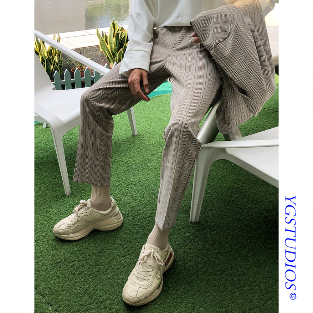 YGstudios 20 Summer new European and American retro plaid Western pants male brief about straight cylinder Han wind 90% pants-Taobao
