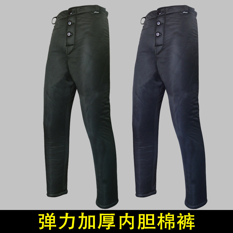 Cold storage cotton pants winter men's elastic work pants high waist deep crotch inner bile pants loose large size inner wear labor protection clothing