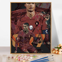 Football star digital oil painting diy coloring hand-painted oil painting acrylic paint painting frameless framed 4050 frame