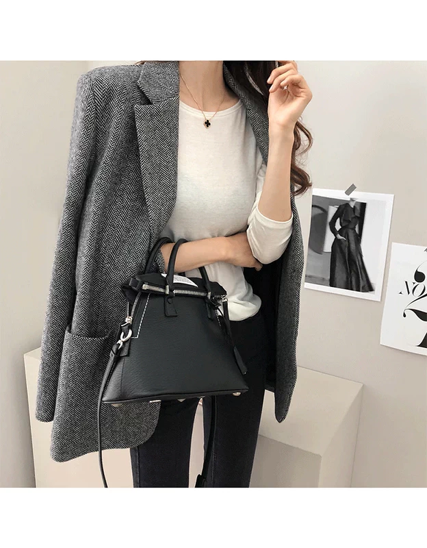 Bộ đồ xương cá phù hợp với nữ mùa xuân và mùa thu mới chic chic áo len dài retro - Accentuated eo áo áo dạ nữ dài