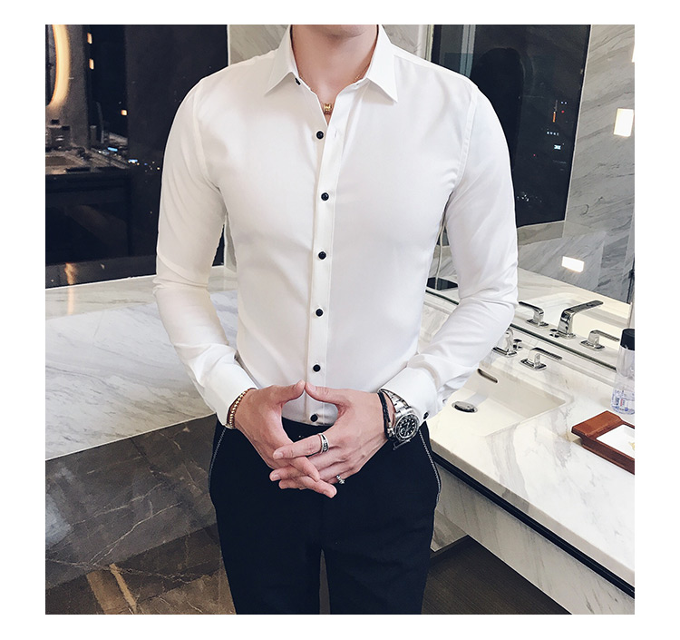 Áo sơ mi nam nam màu mới phiên bản Hàn Quốc của áo sơ mi công sở tự tu nam đẹp trai không áo trắng trẻ trung áo sơ mi nam mùa xuân áo voan hoa