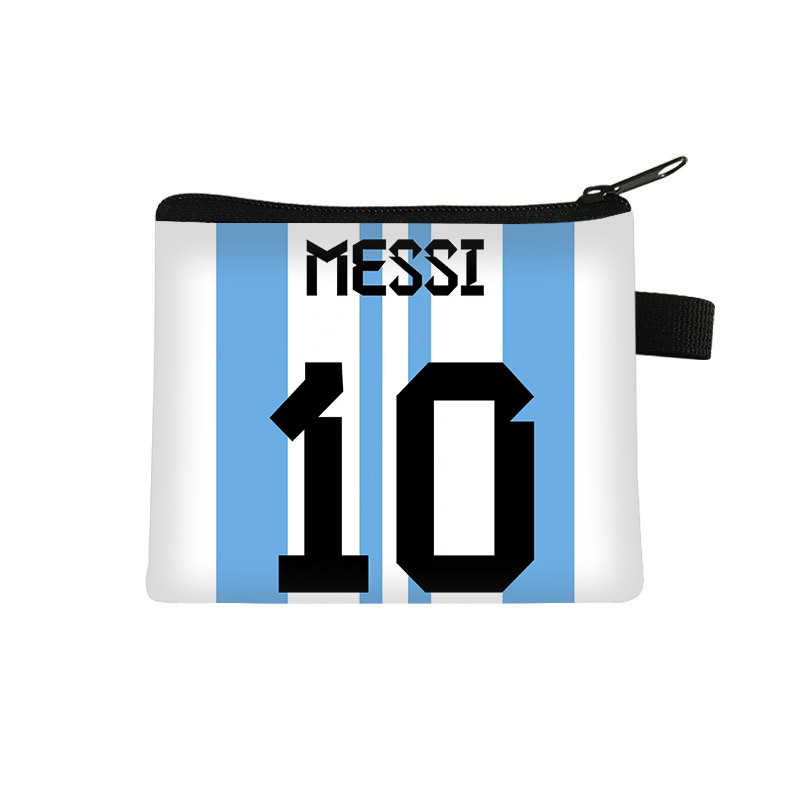 2026 World Cup Football Coin Purse Ronaldo Messi Star Polyester Printed Small Wallet Card Holder Storage Bag