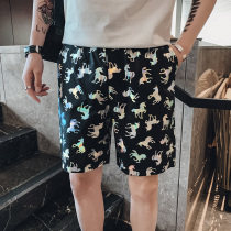 20 summer tide brand youth five-point pants social guy shorts net safflower pants loose beach quick-drying straight pants