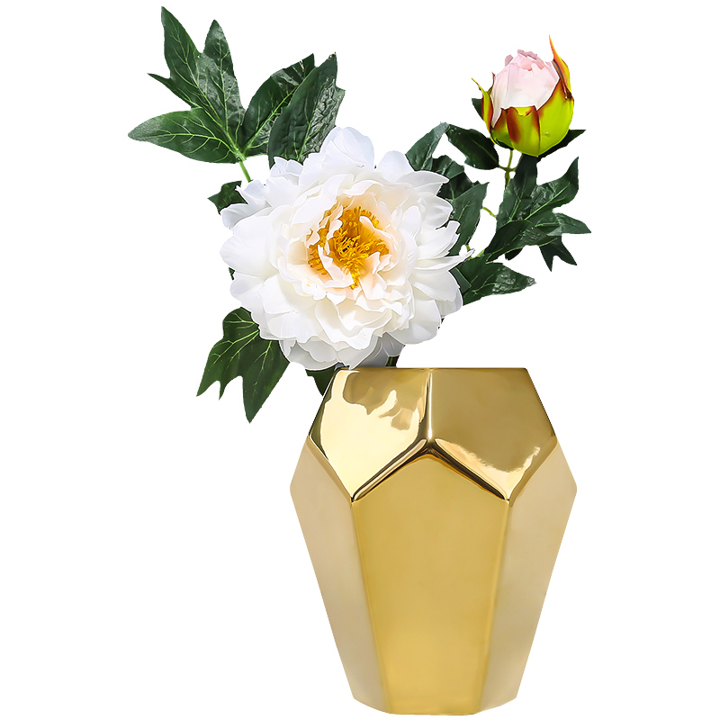 European I and contracted ceramic vase furnishing articles golden light key-2 luxury living room TV cabinet table flower adornment geometry