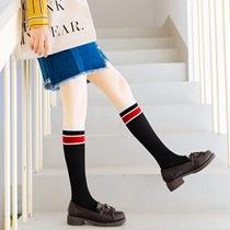 Calf socks Cotton high tube stockings Children jk summer thin striped knee-length Japanese half tube socks high top medium long tube