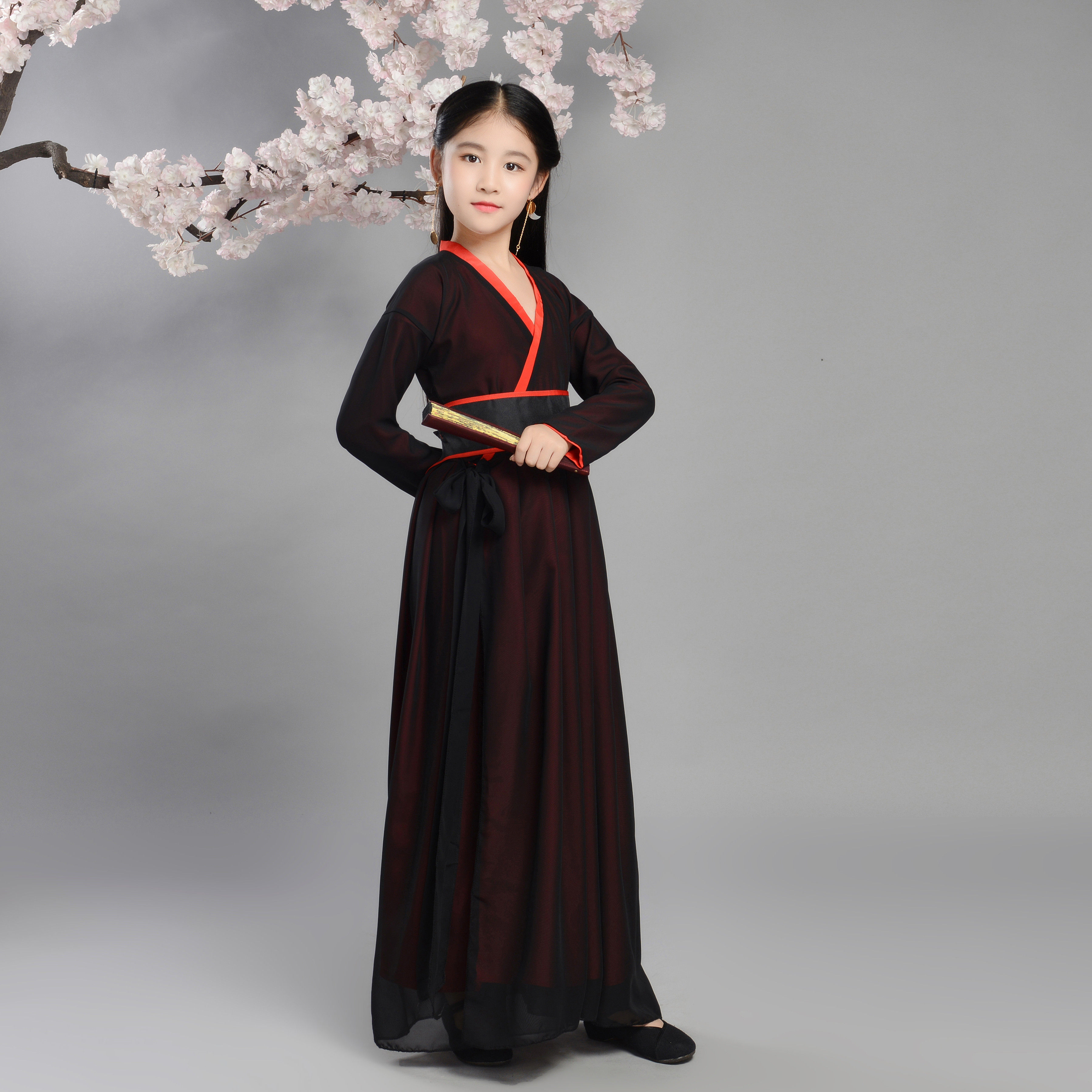 Hanfu girls summer thin Chinese style children's Tang costume Super fairy skirt dress little girl Cherry Blossom princess