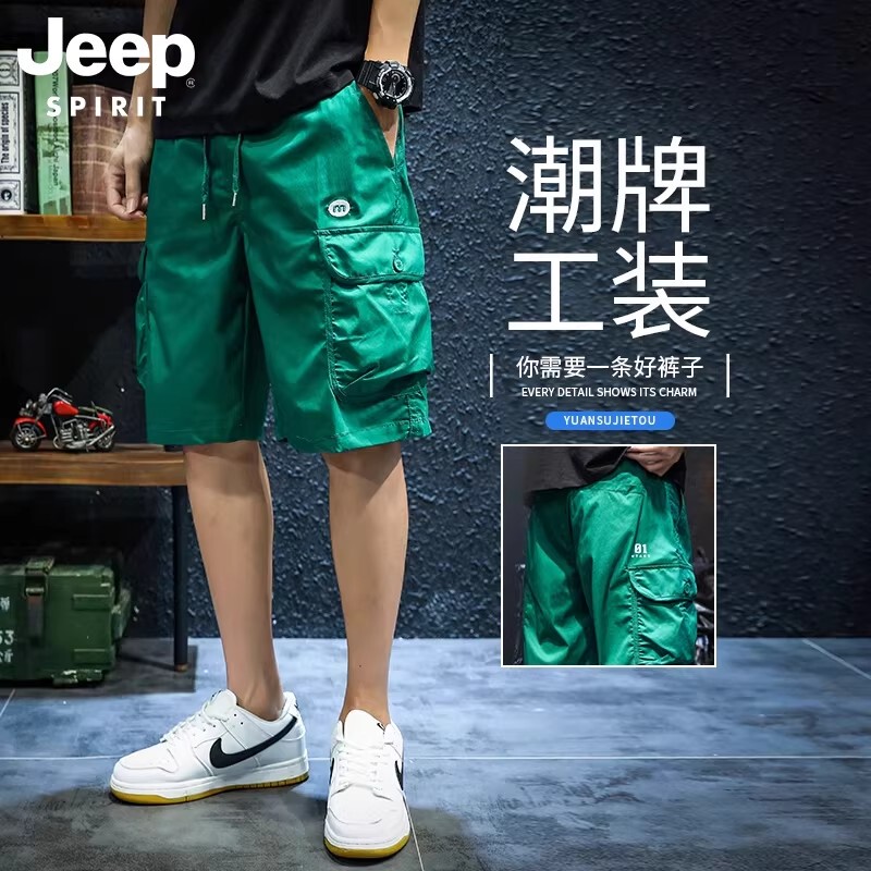 Jeep Spirit Trendy Workwear Shorts for Men, Summer 2026 New Style, Loose Fit, Large Size Casual Five-Point Shorts