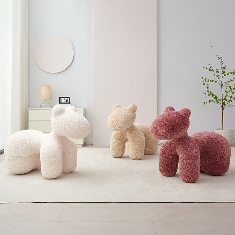 Ponychair Internet-Famous Pony Chair, Creative Living Room Lamb Wool Simple and Stylish Designer Animal Children's Stool