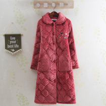 Winter casual thick coral velvet ladys nightgown long floral fresh mother pajamas warm home clothing women