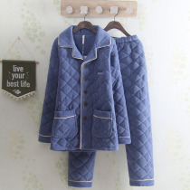 Fashion Men Thickened Triple Winter Clip Cotton Pyjamas Coral Suede Warm Pure Color Youth Minimalist Home Suit Suit