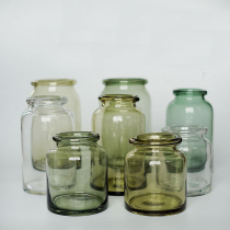 Minimalist artificial blow-up glass vase round green yellow Home Living Room Decoration Desktop Genguan Vase