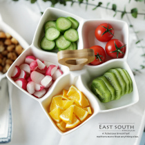 European pure white ceramic snack box split dried fruit plate Chinese New Year fruit candy plate Tea House Cafe Restaurant