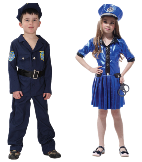 The Halloween Children's Men and Women Performance Police Conserve Police Clothes Traffic Police Conserve Public Security Handsome Petty Police Uniforms