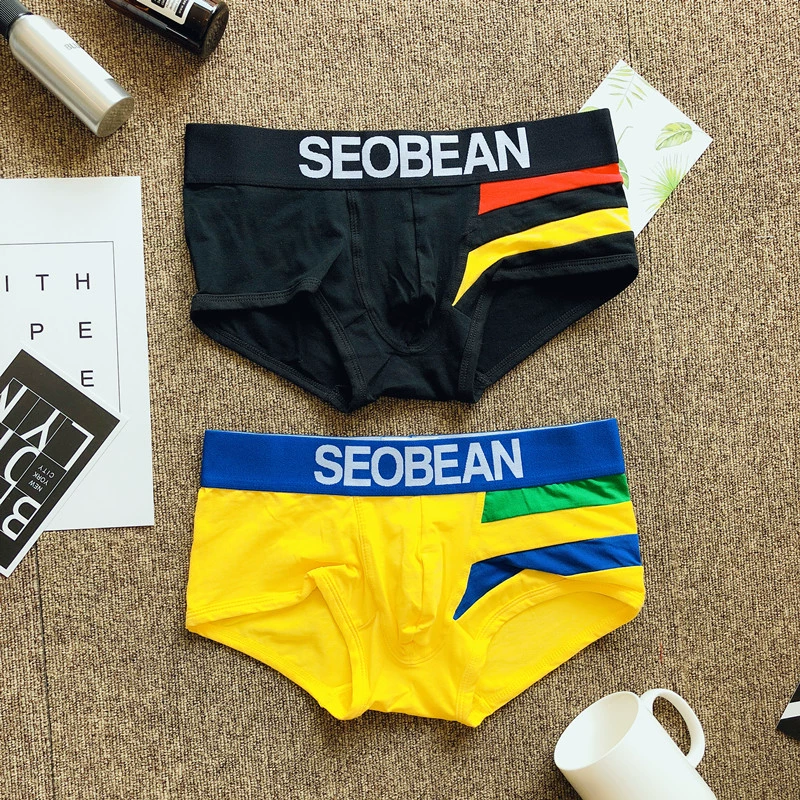 2 gói Tóm tắt Boxer nam Châu Âu và Mỹ Slim Thanh niên nam Thấp eo Cotton Sexy Boxer Tóm tắt