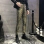Mùa thu và mùa đông nam bó sát cá tính da báo chân nhỏ quần da nam mỏng giản dị quần đơn da hộp đêm đầu máy quần PU thủy triều shop đồ nam đẹp