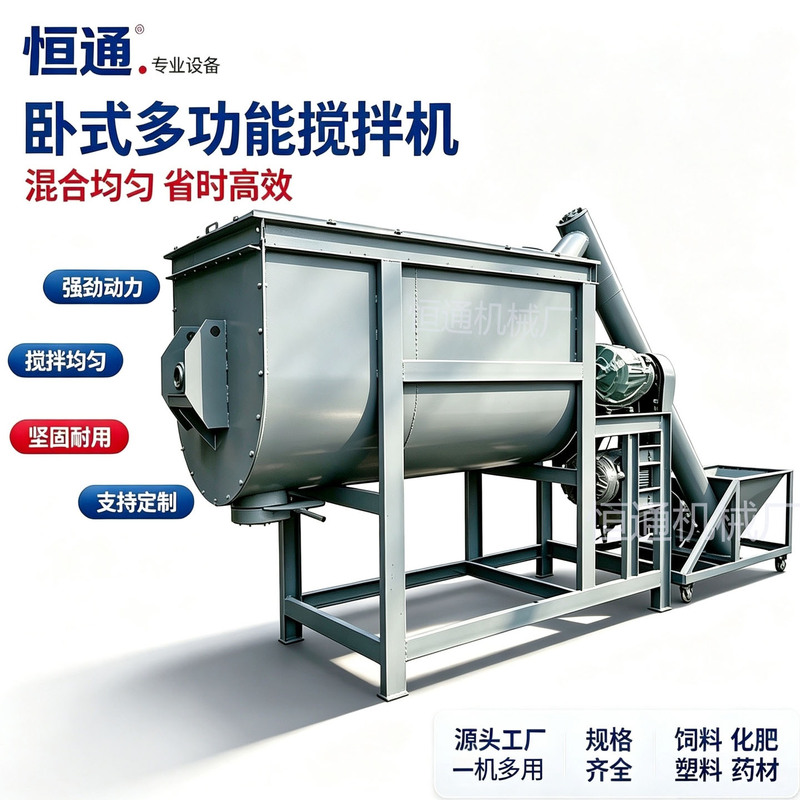 Household 1-Ton 2-Ton Horizontal Dust-Free Pig Feed Mixer and Grinder All-In-One Machine for Farms, Dual-Use for Dry and Wet Ingredients Household 1-Ton 2-Ton Horizontal Dust-Free Pig Feed Mixer and Grinder All-In-One Machine for Farms, Dual-Use for Dry and Wet Ingredients