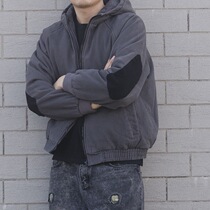 Spring and autumn mens hooded sweater Japanese retro trend handsome solid color top loose thickened sports wind jacket