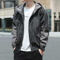 2021 spring and autumn new mens jacket Korean version of the trend handsome casual loose top plus cotton hooded sports jacket