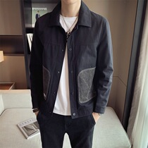 2021 spring and autumn frock jacket mens Korean version of the trend handsome casual wild jacket short loose lapel top