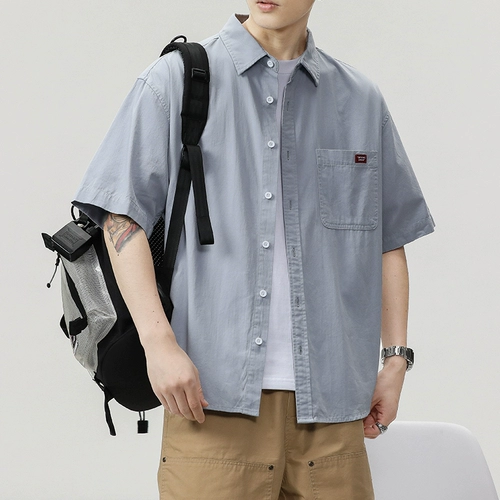 Японская ретро летняя рубашка, футболка, мужская куртка, короткий рукав, изысканный стиль, свободный крой