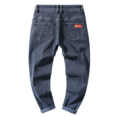 Демисезонные джинсы, мужские зимние штаны, свободный прямой крой, оверсайз