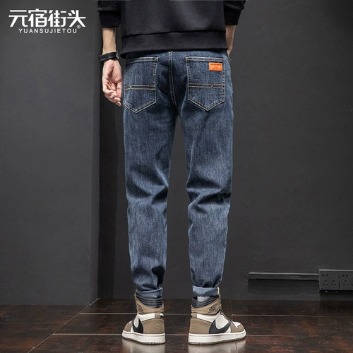 Демисезонные джинсы, мужские зимние штаны, свободный прямой крой, оверсайз