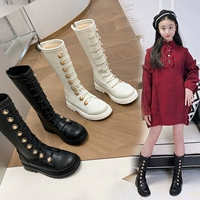 Martens, утепленные детские высокие сапоги, подходят для подростков, для подиума, стиль «принцесса», из натуральной кожи