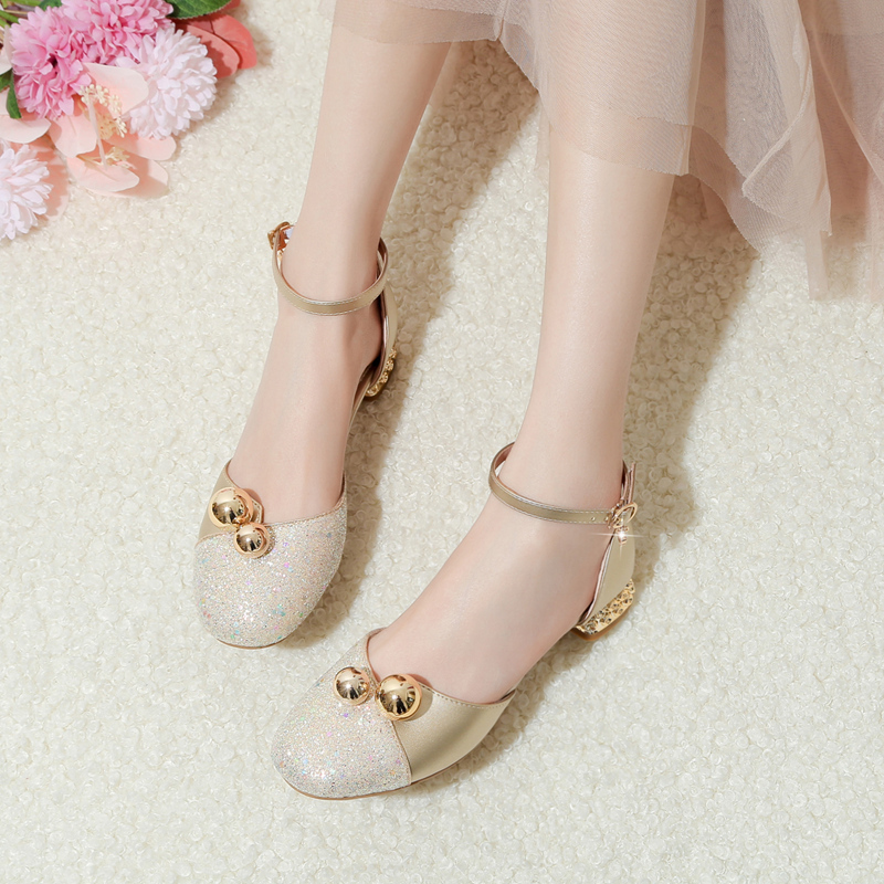 Crystal Shoes for Girls, High Heels, Model Catwalk Performance Shoes, Princess Shoes, Girls' Leather Shoes, Little Girls' Dress Shoes