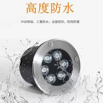 Buried light led outdoor waterproof spotlight Round embedded lawn Garden courtyard Colorful projection square buried