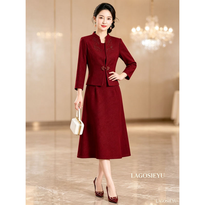 Lagosi Mother-In-Law's Wedding Banquet Outfit Two-Piece Set 2026 Autumn Chinese-Style Heavy Embroidery Noble Young Mother Chanel Style Lagosi Mother-In-Law's Wedding Banquet Outfit Two-Piece Set 2026 Autumn Chinese-Style Heavy Embroidery Noble Young Mother Chanel Style
