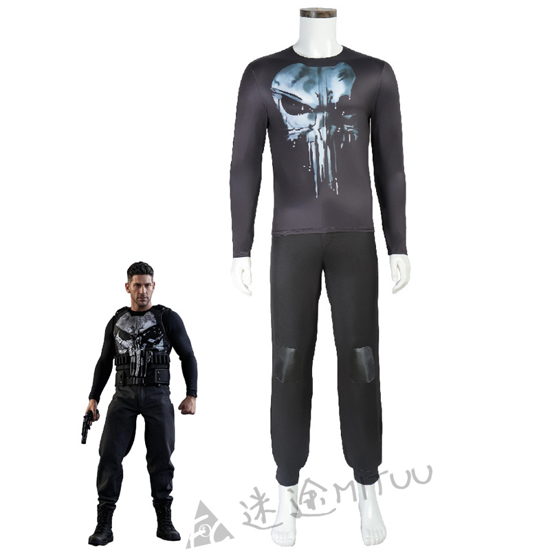 Punisher Style T-Shirt Vest Short Sleeve Cosplay Season One Costume 4004 Cosplay Role-Playing Outfit Set Punisher Style T-Shirt Vest Short Sleeve Cosplay Season One Costume 4004 Cosplay Role-Playing Outfit Set