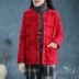 Quần áo gỗ tây cotton và vải lanh dày cộng với áo khoác cotton nữ văn học cotton cotton mùa đông kích thước lớn áo khoác cotton retro áo khoác cotton áo phao siêu nhẹ nữ Bông