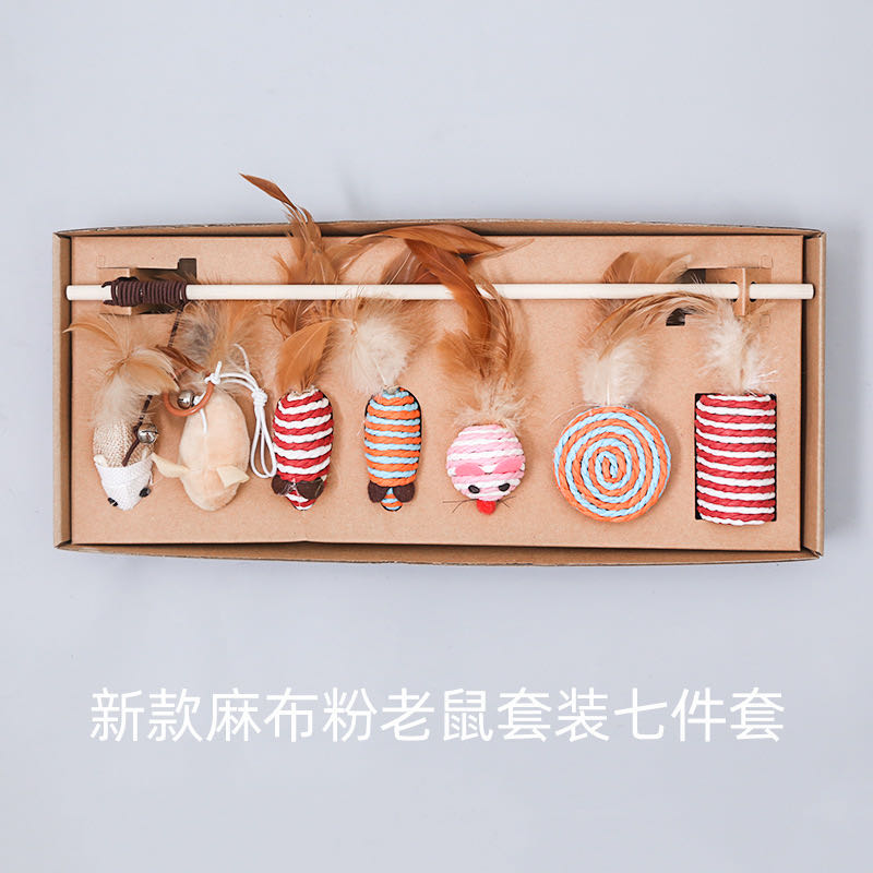 Seven Days Lefeather Bell Peppers Tease with mink Pet Mink Interact Toys Resistant to bite Tooth Fairy Tease Cat Sticks