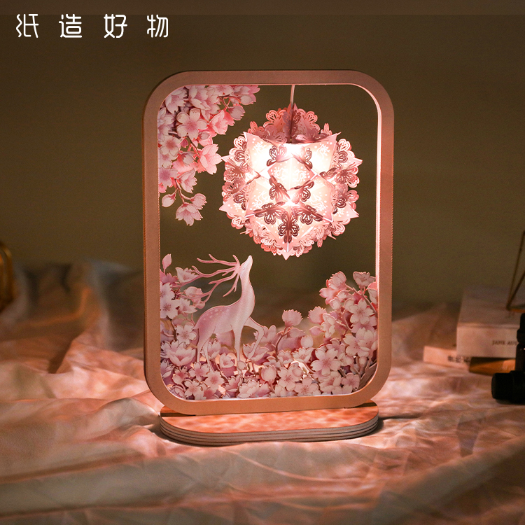 3D three-dimensional light and shadow paper carving lamp Chinese style creative silhouette paper art handmade aromatherapy night light Valentine's Day gift