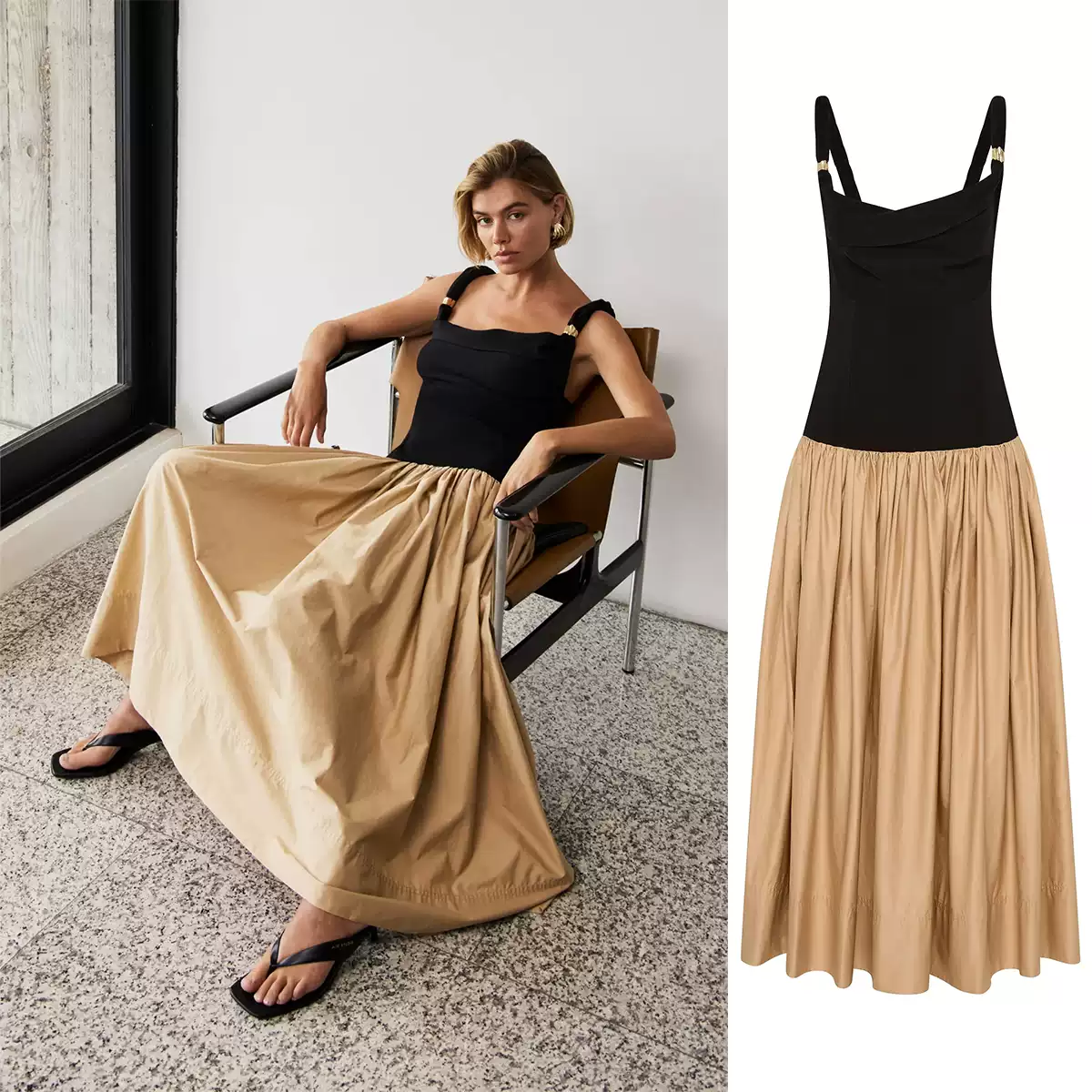 knee length dresses for ladies Aje - Crescent Knit Midi Dress Green (Size XL) – Goldie's main image 1