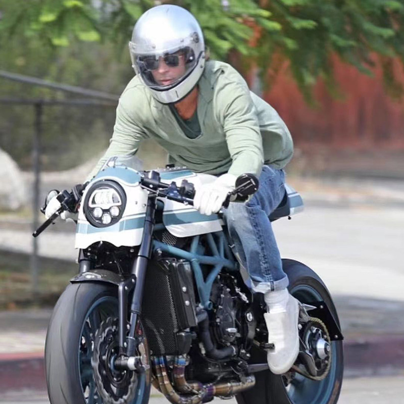 French VELDT silver foil helmet carbon fiber locomotive retro Harley Indian locomotive full helmet latte triumph