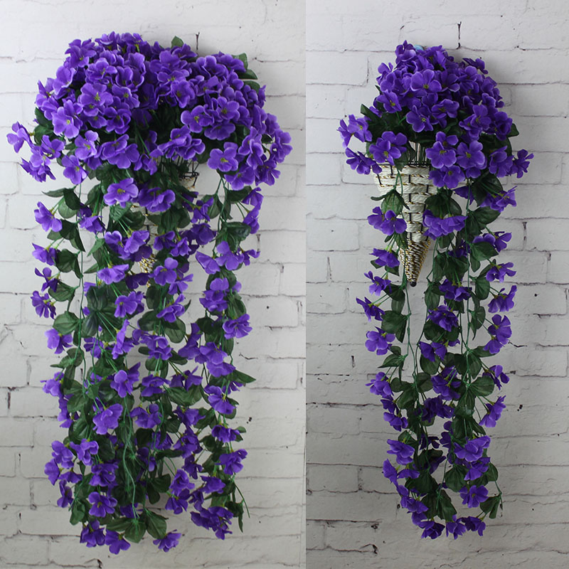 Mô phỏng hoa nho Wisteria hoa mây treo tường giỏ hoa trang trí hoa bất động sản siêu mềm dự án kỹ thuật màu tím - Hoa nhân tạo / Cây / Trái cây lan giả hạc đột biến