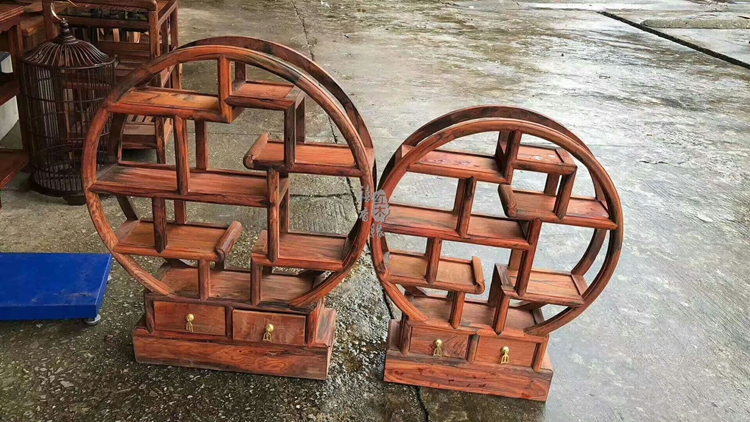 Nhật ký Chi nhánh Dahong Shui Kệ cổ xưa Đa lưới Nội thất nhà ở Mahogany Teapots Kệ nhỏ kệ tường đẹp