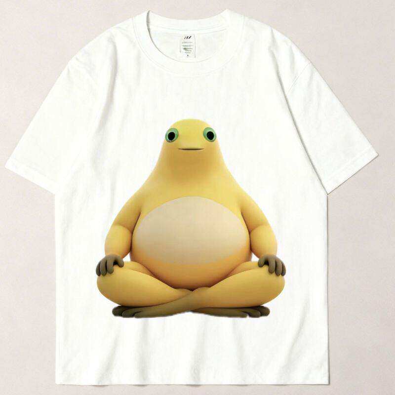 Milk Frog Costume Parody Milk Dragon Funny Belly-Laughing Expression New Internet Celebrity Abstract Cosplay T-Shirt Short-Sleeve Top