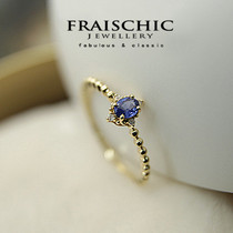 Fraischic mojo 18K gold natural sapphire diamond ring female girlfriend birthday gift