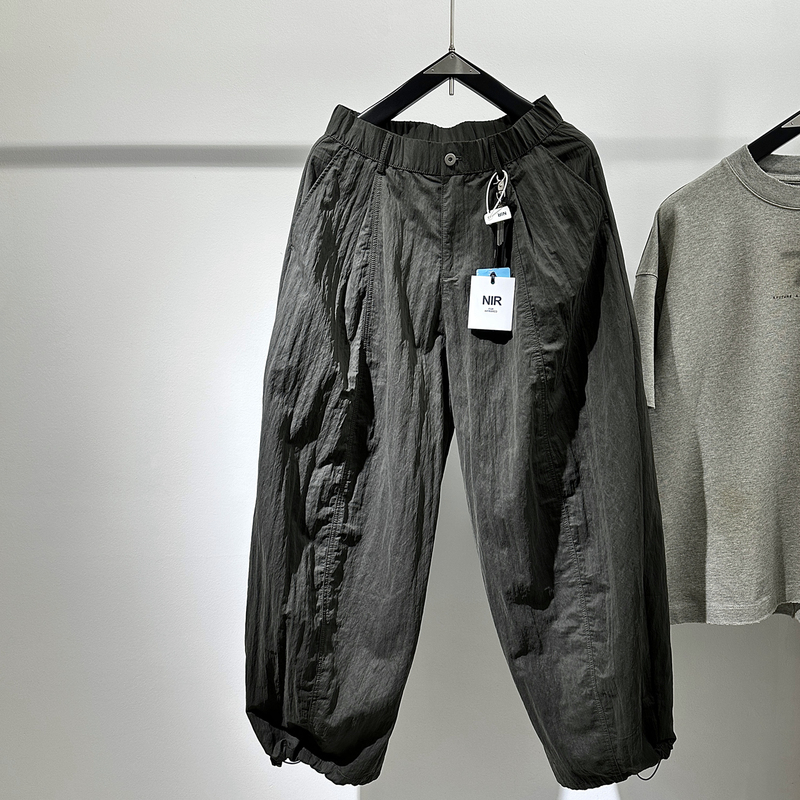 Nir Vintage-Style Pleated Texture Casual Pants Loose Wide-Leg Drawstring Joggers Japanese Retro Workwear Pants