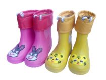 Childrens warm rain boots childrens winter rain boots cartoon cute water shoes solid color jelly color Four Seasons dual use