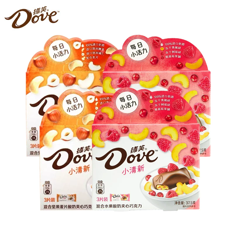 [88 Бесплатная доставка] Шоколад Dove свежий йогуртовый вкус с орехами и сухофруктами 37.5г*4 закуски